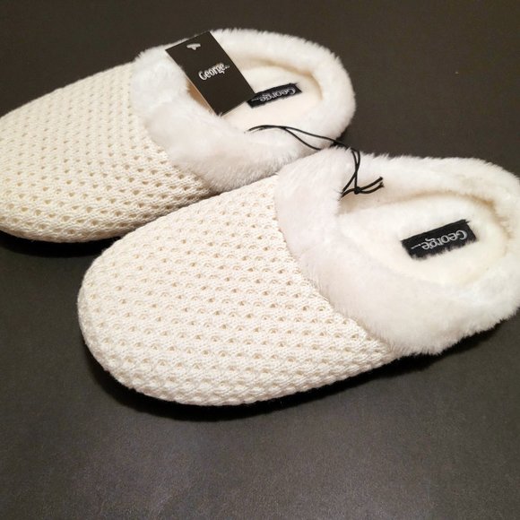 NEW George Ladies Slippers, Off-White, 9/10, L - Picture 2 of 11